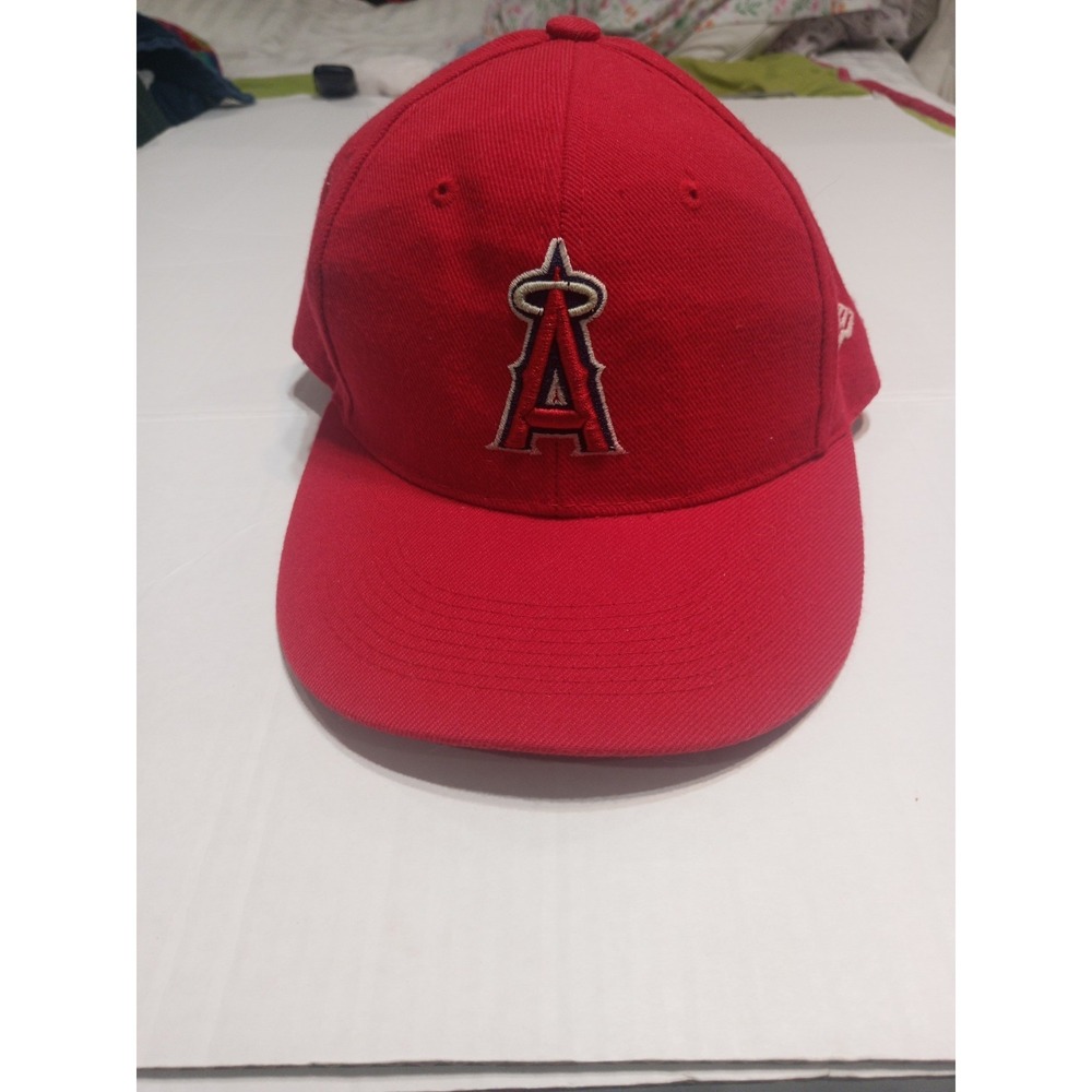 New Era Los Angeles Angels Fitted Hat 7 1/4 Red MLB Cap Anaheim Era Y2K